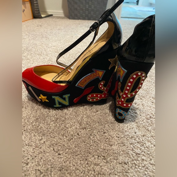 Christian Louboutin Multicolor Embellished Wedges - Picture 4 of 6